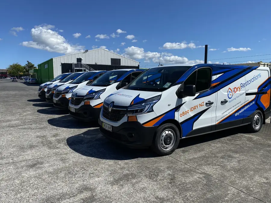 iDry Restorations branded service fleet across Auckland
