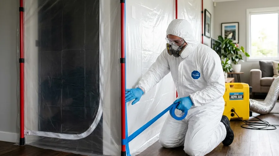 Mould remediation technicians in PPE in Auckland